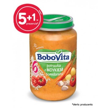 BOBOVITA Potrawka z indykiem i pomidorami - 6 x 190 g - cena, opinie, właściwości - obrazek 1 - Apteka internetowa Melissa