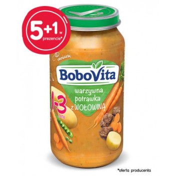 BOBOVITA Warzywna potrawka z wołowiną 1-3 lata - 6 x 250 g - cena, opinie - obrazek 1 - Apteka internetowa Melissa