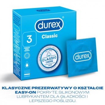 Durex Classic, prezerwatywy klasyczne gładkie, 3 sztuki - obrazek 3 - Apteka internetowa Melissa