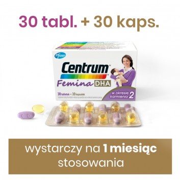 CENTRUM FEMINA DHA W okresie karmienia piersią 2 - 30 tabl. + 30 kaps. - cena, opinie, właściwości - obrazek 3 - Apteka internetowa Melissa