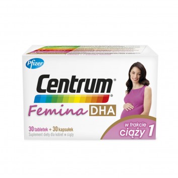 CENTRUM FEMINA DHA W trakcie ciąży 1 - 30 tabl. + 30 kaps. - cena, opinie, właściwości - obrazek 1 - Apteka internetowa Melissa