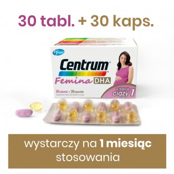 CENTRUM FEMINA DHA W trakcie ciąży 1 - 30 tabl. + 30 kaps. - cena, opinie, właściwości - obrazek 2 - Apteka internetowa Melissa