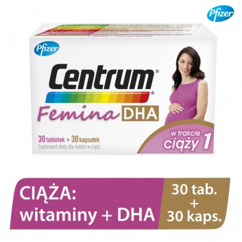 CENTRUM FEMINA DHA W trakcie ciąży 1 - 30 tabl. + 30 kaps. - cena, opinie, właściwości - obrazek 3 - Apteka internetowa Melissa