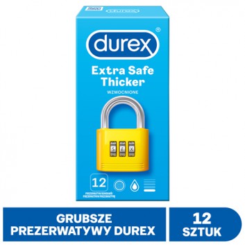 DUREX EXTRA SAFE Prezerwatywy grubsze z dodatkową ilością środka nawilżającego - 12 szt. - cena, opinie, stosowanie - obrazek 1 - Apteka internetowa Melissa