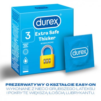 DUREX EXTRA SAFE Prezerwatywy grubsze z dodatkową ilością środka nawilżającego - 3 szt. - cena, opinie, właściwości - obrazek 3 - Apteka internetowa Melissa