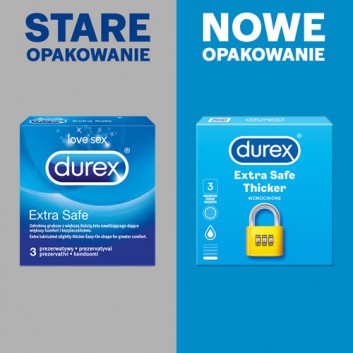 DUREX EXTRA SAFE Prezerwatywy grubsze z dodatkową ilością środka nawilżającego - 3 szt. - cena, opinie, właściwości - obrazek 4 - Apteka internetowa Melissa