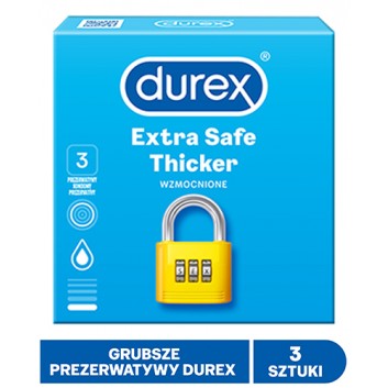 DUREX EXTRA SAFE Prezerwatywy grubsze z dodatkową ilością środka nawilżającego - 3 szt. - cena, opinie, właściwości - obrazek 1 - Apteka internetowa Melissa