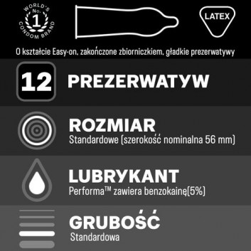 DUREX PERFORMA Prezerwatywy z substancją przedłużającą stosunek - 12 szt. - obrazek 2