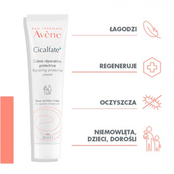 Avene Cicalfate+, regenerujący krem ochronny do twarzy i ciała dla skóry wrażliwej i podrażnionej, 40 ml - obrazek 2