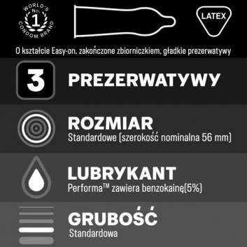 Durex Performa, prezerwatywy z substancją przedłużającą stosunek, 3 sztuki - obrazek 2