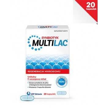 MULTILAC Synbiotyk - 20 kaps. - flora jelitowa - cena, opinie, wskazania - obrazek 1 - Apteka internetowa Melissa