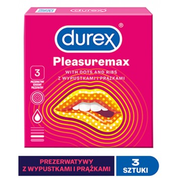 DUREX PLEASUREMAX Prezerwatywy prążkowane z wypustkami, 3 sztuki