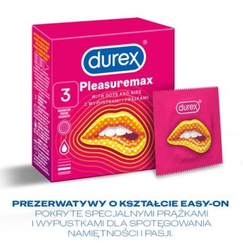 DUREX PLEASUREMAX Prezerwatywy prążkowane z wypustkami, 3 sztuki - obrazek 3