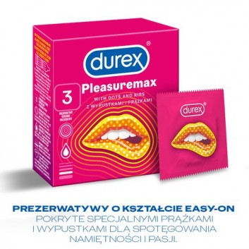 DUREX PLEASUREMAX Prezerwatywy prążkowane z wypustkami, 3 sztuki - obrazek 3 - Apteka internetowa Melissa