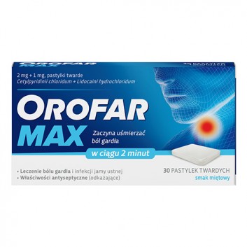 Orofar MAX, 2 mg+1 mg, pastylki twarde, 30 sztuk - obrazek 2