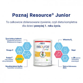 RESOURCE Junior - 400 g Preparat odżywczy po 1. roku życia, o smaku waniliowym - cena, opinie, wskazania - obrazek 3 - Apteka internetowa Melissa