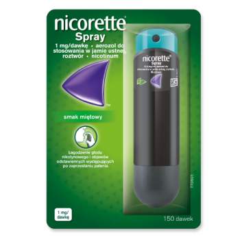 Nicorette Spray,1mg/ dawkę, aerozol do stosowania w jamie ustnej, 1 dozownik (150 dawek)