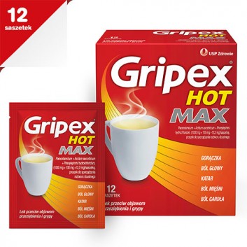 Gripex Hot Max, proszek do sporządzania roztworu doustnego, 12 saszetek - obrazek 2