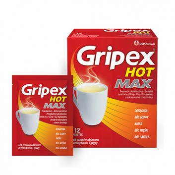 Gripex Hot Max, proszek do sporządzania roztworu doustnego, 12 saszetek