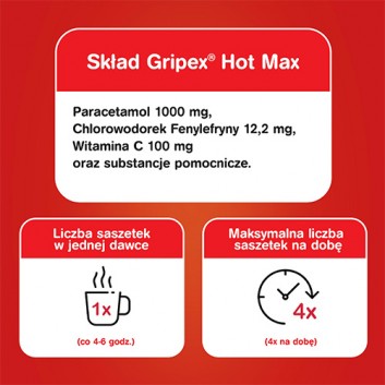 GRIPEX HOT MAX, 12 sasz. - obrazek 5 - Apteka internetowa Melissa