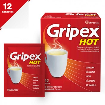 Gripex Hot, proszek do sporządzania roztworu doustnego, 12 saszetek - obrazek 2