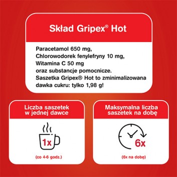 Gripex Hot, proszek do sporządzania roztworu doustnego, 12 saszetek - obrazek 5