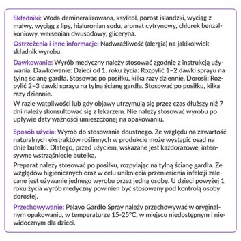 Pelavo Gardło Spray, 30 ml, na chrypkę i kaszel, cena, właściwości, wskazania - obrazek 5 - Apteka internetowa Melissa