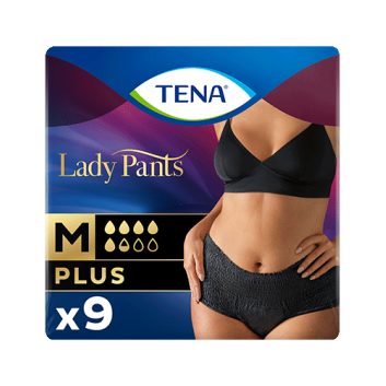 Tena Lady Pants Noir Plus Bielizna chłonna dla kobiet, kolor czarny M, 9 sztuk