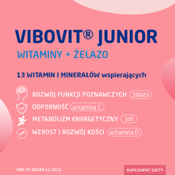 Vibovit Junior, proszek w saszetkach o smaku truskawkowym, 2 g, 30 sztuk - obrazek 2