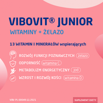 VIBOVIT JUNIOR Truskawkowy - 30 sasz. - obrazek 2 - Apteka internetowa Melissa