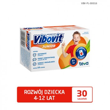 Vibovit Junior, proszek w saszetkach o smaku truskawkowym, 2 g, 30 sztuk