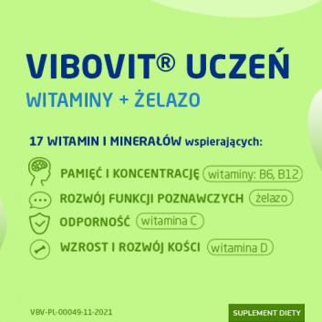 VIBOVIT UCZEŃ Witaminy + Żelazo, 30 tabletek - obrazek 2