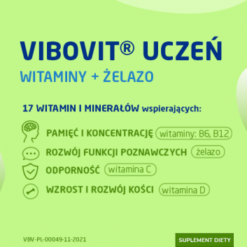 VIBOVIT UCZEŃ Witaminy + Żelazo, 30 tabletek - obrazek 2 - Apteka internetowa Melissa