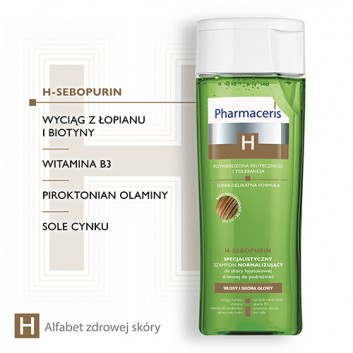 Pharmaceris H-Sebopurin, specjalistyczny szampon normalizujący do skóry łojotokowej, 250 ml - obrazek 3