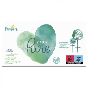 Pampers Aqua Pure chusteczki nawilżane, 9 x 48 sztuk - obrazek 2 - Apteka internetowa Melissa