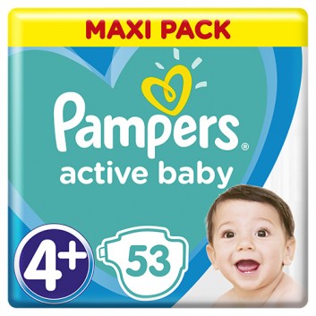Pampers Pieluchy Active Baby rozmiar 4+, 53 sztuki pieluszek - cena, opinie, wskazania - obrazek 1 - Apteka internetowa Melissa