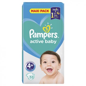 Pampers Pieluchy Active Baby rozmiar 4+, 53 sztuki pieluszek - cena, opinie, wskazania - obrazek 2 - Apteka internetowa Melissa