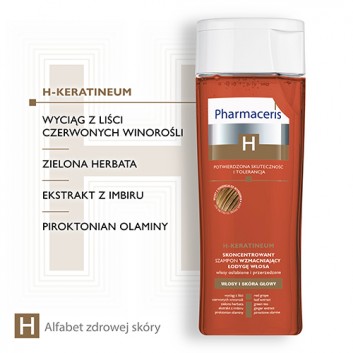 Pharmaceris H Keratineum, skoncentrowany szampon wzmacniający łodygę włosa, włosy osłabione i przerzedzone, 250 ml - obrazek 3