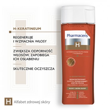 Pharmaceris H Keratineum, skoncentrowany szampon wzmacniający łodygę włosa, włosy osłabione i przerzedzone, 250 ml - obrazek 4