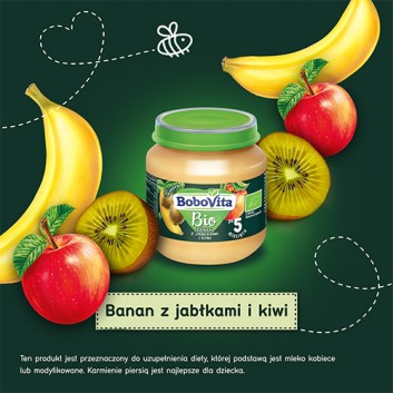 BoboVita Bio Banan z jabłkami i kiwi po 5 m-cu - 125 g Przecier owocowy dla niemowląt - cena, opinie, skład - obrazek 2 - Apteka internetowa Melissa