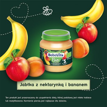 BoboVita Bio Jabłka z nektarynką i bananem po 5 m-cu - 125 g Przecier owocowy dla niemowląt - cena, opinie, skład - obrazek 4 - Apteka internetowa Melissa