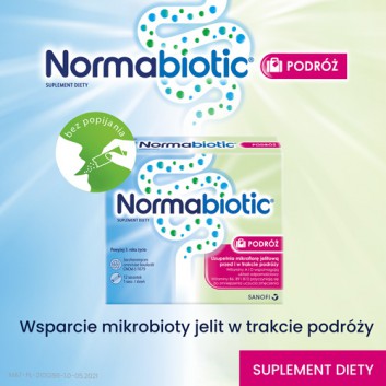 Normabiotic Podróż - 12 sasz. Symbiotyk z witaminami - cena, opinie, właściwości  - obrazek 2 - Apteka internetowa Melissa