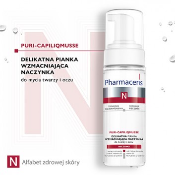 Pharmaceris N Puri-Capiliqmusse, delikatna pianka wzmacniająca naczynka, do mycia twarzy i oczu, 150 ml - obrazek 2