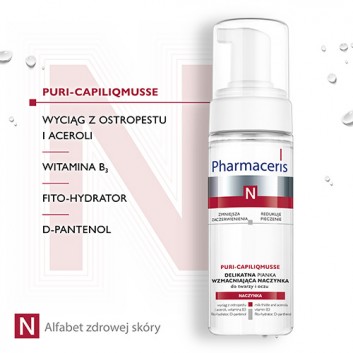 Pharmaceris N Puri-Capiliqmusse, delikatna pianka wzmacniająca naczynka, do mycia twarzy i oczu, 150 ml - obrazek 3