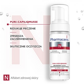 Pharmaceris N Puri-Capiliqmusse, delikatna pianka wzmacniająca naczynka, do mycia twarzy i oczu, 150 ml - obrazek 4