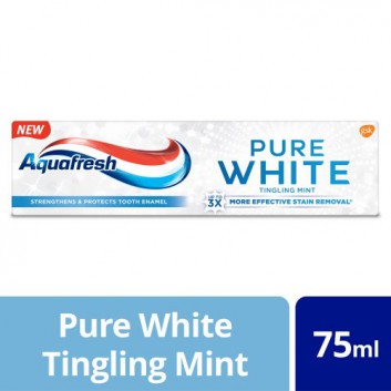 Aquafresh Pure White Tingling Mint Pasta do zębów z fluorkiem - 75 ml - cena, opinie, właściwości  - obrazek 1 - Apteka internetowa Melissa