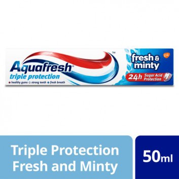 Aquafresh Triple Protection Fresh & Minty Pasta do zębów - 50 ml - cena, opinie, właściwości  - obrazek 1 - Apteka internetowa Melissa