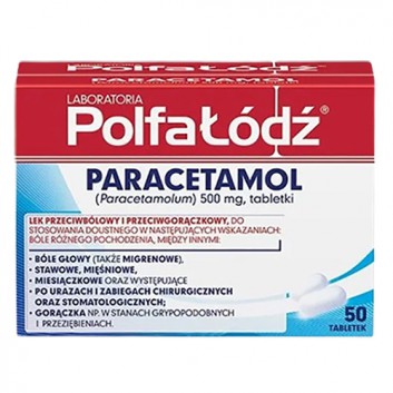 PARACETAMOL POLFA-ŁÓDŹ, 50 tabletek - obrazek 1 - Apteka internetowa Melissa