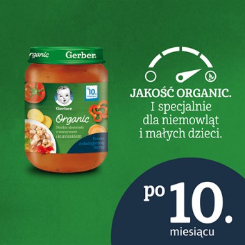 GERBER ORGANIC Słodkie ziemniaki z warzywami i kurczakiem po 10 miesiącu - 190 g - cena, opinie, składniki  - obrazek 3 - Apteka internetowa Melissa