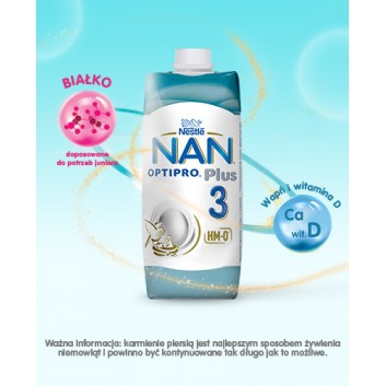 Nestle Nan Optipro Plus 3 Mleko modyfikowane w płynie dla dzieci po 1 roku - 500 ml - cena, opinie, właściwości - obrazek 2 - Apteka internetowa Melissa